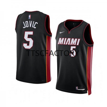 Maglia NBA Miami Heat Nikola Jovic 5 Nike 2022-23 Icon Edition Nero Swingman - Uomo